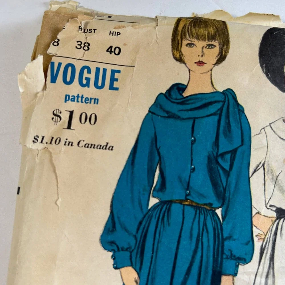 Vogue Vintage 1960's Pattern #6261 One Piece Dress And Scarf‎ Size 18